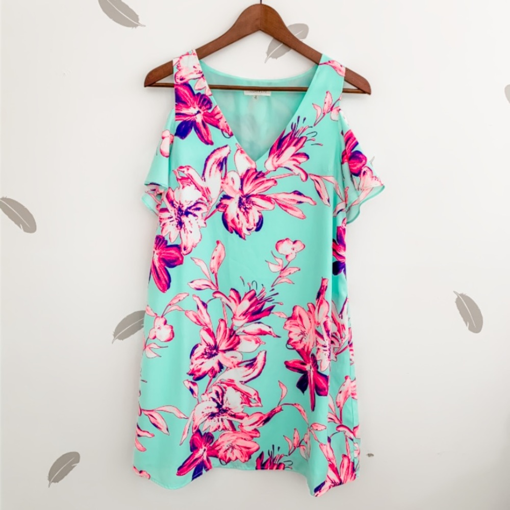 Sugar + Lips Floral Shoulder Dress